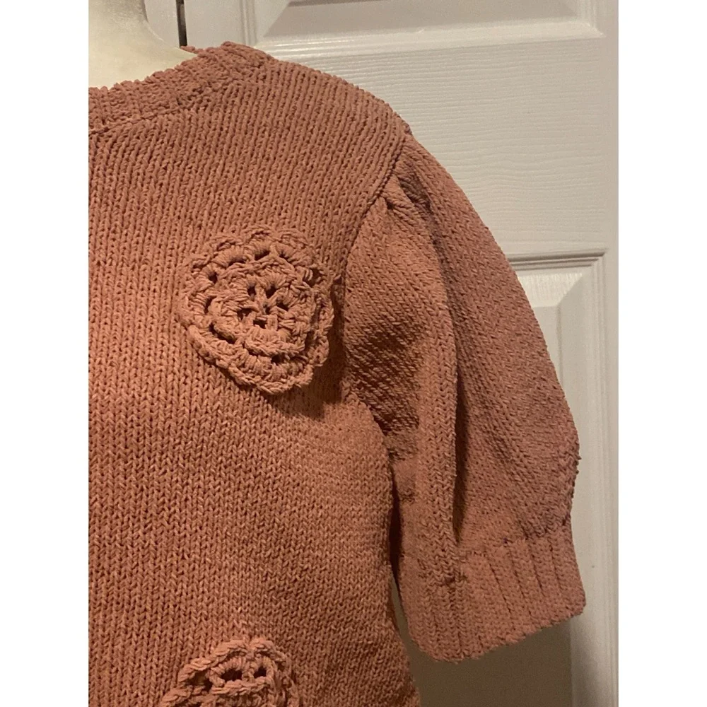Joie Rosette Dusty Rose Short Sleeve Sweater Size XL